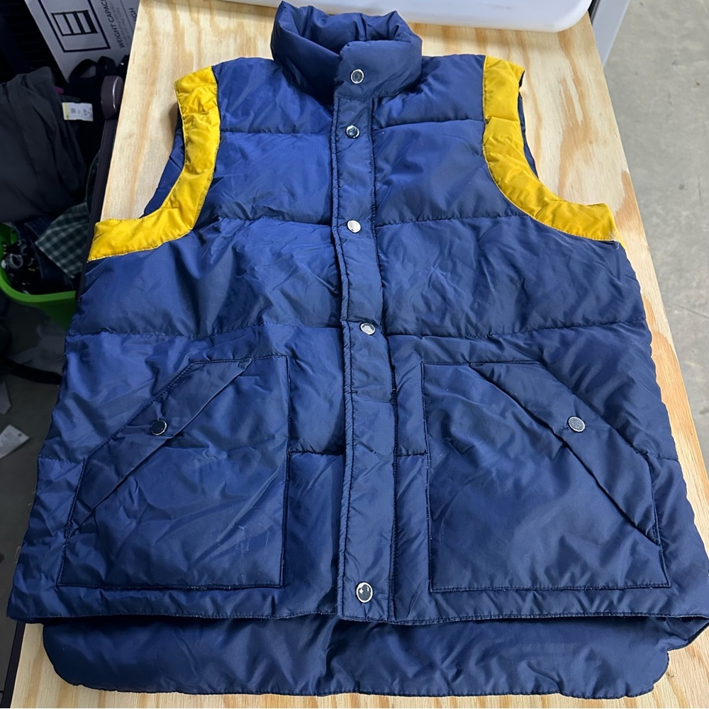 Vintage‎ Kingsfield Puffer Vest Men’s  Navy/ Yellow Size Medium Made 1980’s
